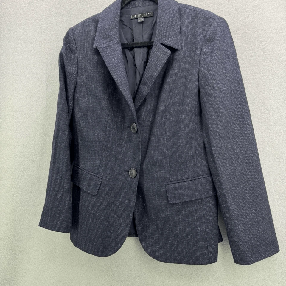 Lafayette 148 синий/серый шерстяная смесь блейзер куртка размер 8 - Изображение 2 из 4
