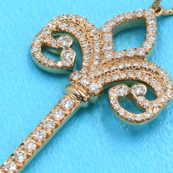 Tiffany & Co. Pendant Fleur de Lis Key Diamond Charm 18K Rose Gold No Chain View 5