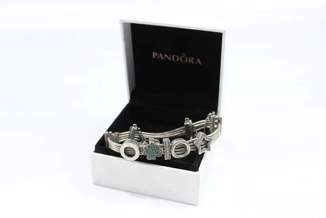 30 Pandora Sterling Silver Reflexions Charm Bracelet w/ Charms Clover Star (32g)