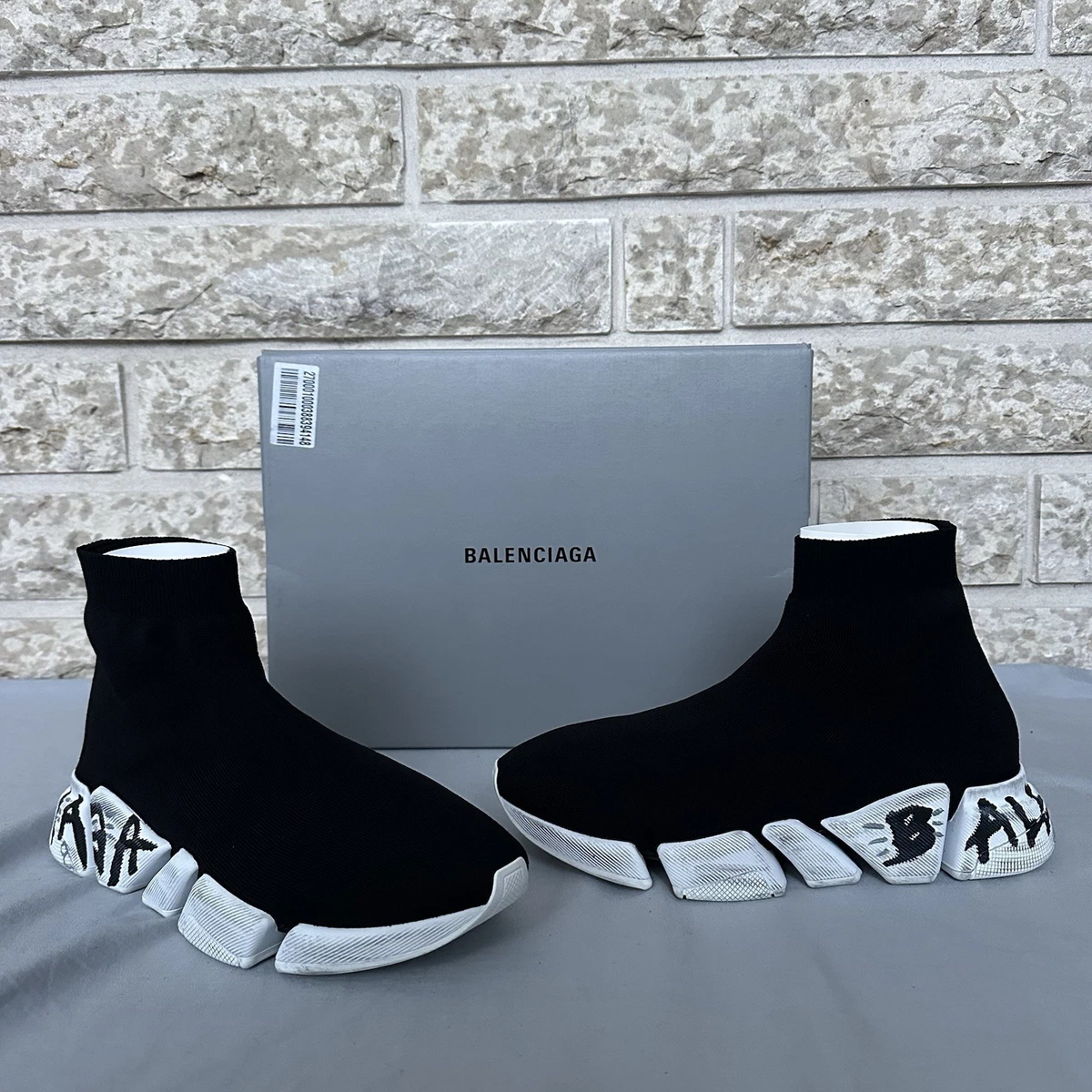 Balenciaga Speed 2.0 Sneaker Worn-Out Graffiti - Black for sale | eBay