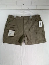 Cabelas Trail Shorts Mens 40 Khaki 5 Inch Inseam Cargo Canvas Hiking Outdoor