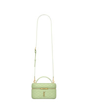 Saint Laurent Gaby $2300 Misty Jade Leather Vanity Bag New And Authentic