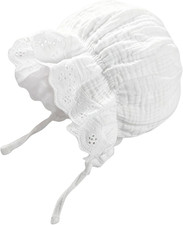 Baby Girl Boy Lace Cotton Bonnet Newborn Vintage Infant Bonnet One Size White
