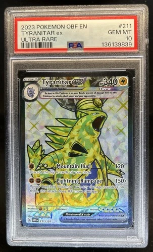 2023 Pokemon SV Obsidian Flames Tyranitar ex Ultra Rare #211/197 PSA 10