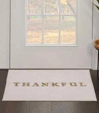 Threshold Thankful Bathroom Rug, 20 x 30 inches, Polyester, Off-White Gold Text