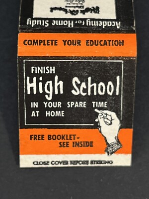 Vintage Advertising Matchbook New Old Stock Academy Of Home Study High School