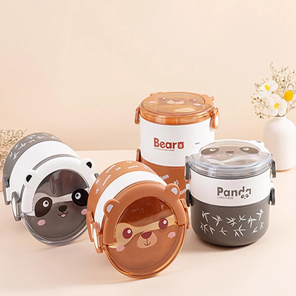 Lunch Box Container Cartoon Thermal Bento Box Stackable Leakproof Food Container