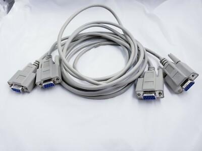 Lot of 2 6' Null Modem Serial Cable RS232 DB9 Female to Female 6 Foot Intermec