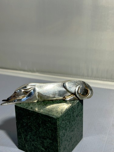 CHRISTOFLE GALLIA ART DECO MESSERAUFLAGE FUCHS / HUND 1930 SILBERPLATTE