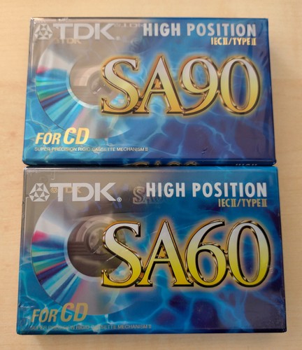 1x TDK SA 90 und 1x TDK SA 60 Compact Cassette neu und originalverpackt