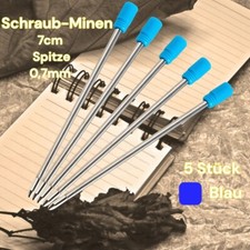 5x Kugelschreiberminen Ersatzmine Schraub-Minen 7cm dünne Spitze 0,7mm Blau