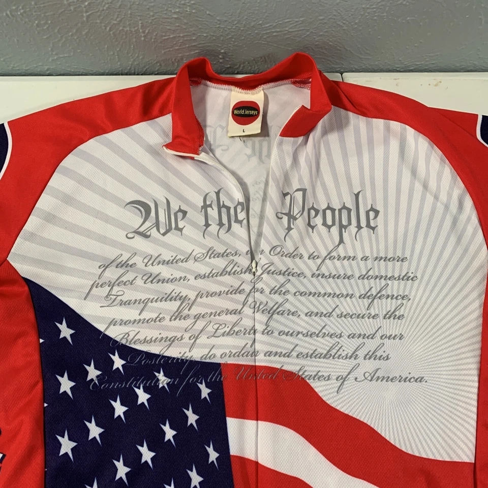 World Jersey Men’s US Constitution We The People 3/4 Zip Cycling Jersey Sz L - Image 2 of 4