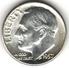 1957 ROOSEVELT DIME in BRILLIANT UNCIRCULATED CONDITION stk R-30