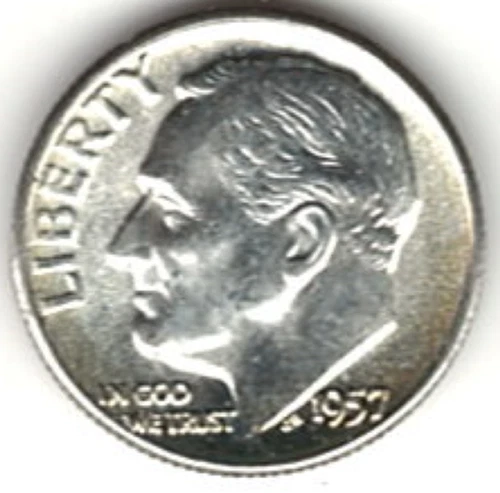 1957 ROOSEVELT DIME in BRILLIANT UNCIRCULATED CONDITION stk R-30