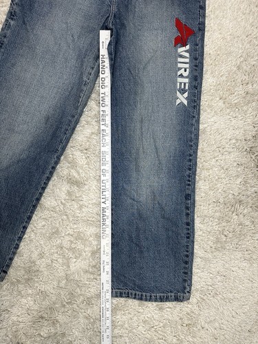 Avirex Jeans Boys Size 20 Blue Carpenter Youth Logo on Leg Denim Wide Leg - Picture 13 of 18