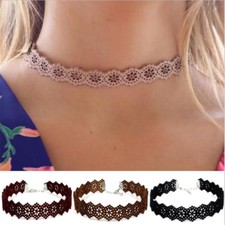 Fashion Leather Flower Classic Choker Necklace Vintage Hippy Choker UK Seller