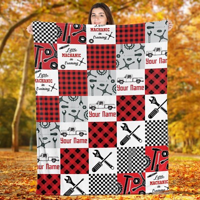 Personalized Mechanic Baby Blankets, Customized Baby Boy Gifts