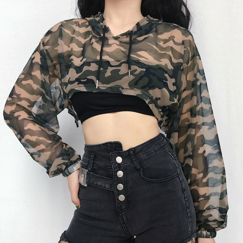 Camo hoodie sales crop top