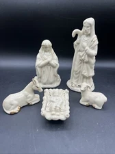 Holiday Christmas Manger Nativity Set Ivory Porcelain Gold Trim 5PC replacement