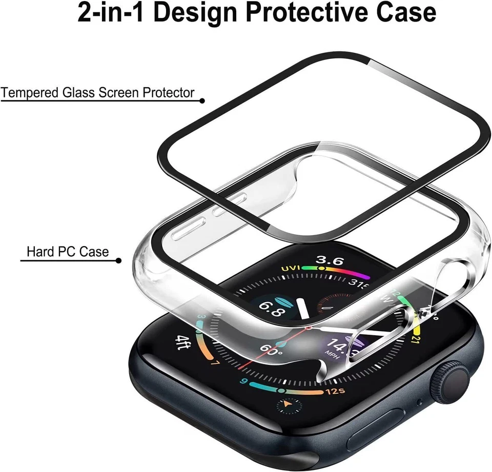 For Apple Watch Case Series 10 9 8 7 6 5 4 SE Tempered Screen Protector Cover - Image 4 of 4