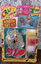 VINTAGE NEW 2000 JA-RU, INC. NO. 1311 CRAFT MAKER WINDOW ART KIT LION 6X9 