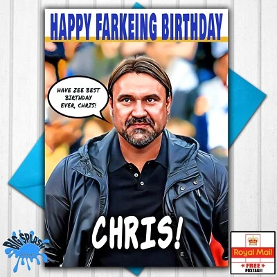 Leeds United Farke Personalised Birthday Card Any Name and Age IF REQ.