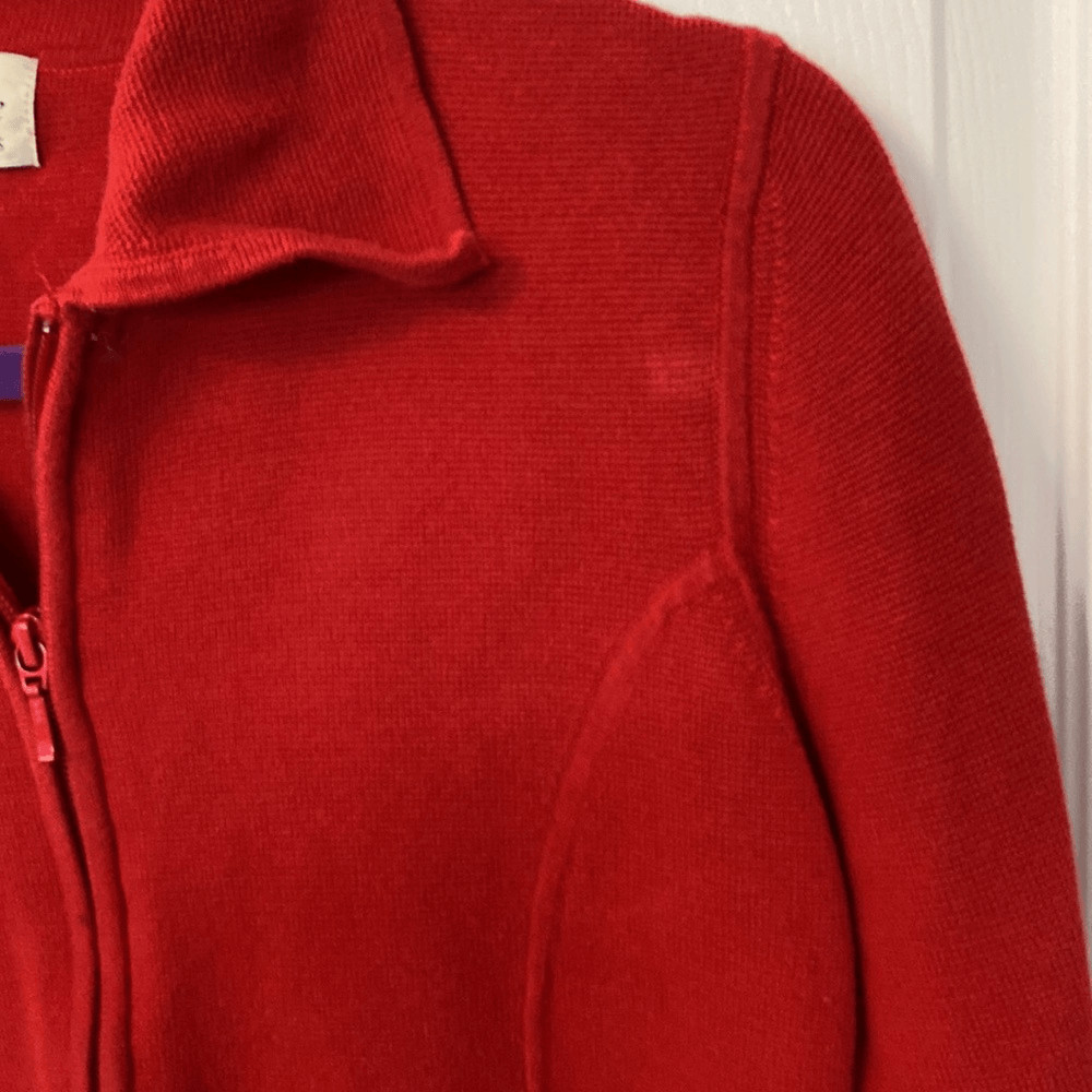 Boutique Essentials- red collared zip up sweater-… - image 5