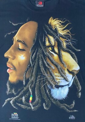 Vintage 2000 ZION ROOTSWEAR Men's BOB MARLEY Lion Dreads T