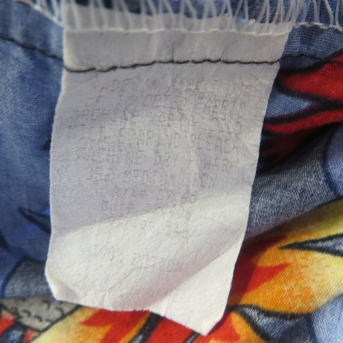 Camisa Hilo Hattie Para Hombres 2XL 52" Azul Floral Blanco Dragón Aloha Hawaiano SS Algodón - Imagen 8 de 8