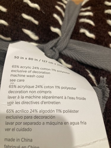 $59 West Elm Burgundy Plum Maroon Dash Stitch Throw Blanket - Picture 4 of 5