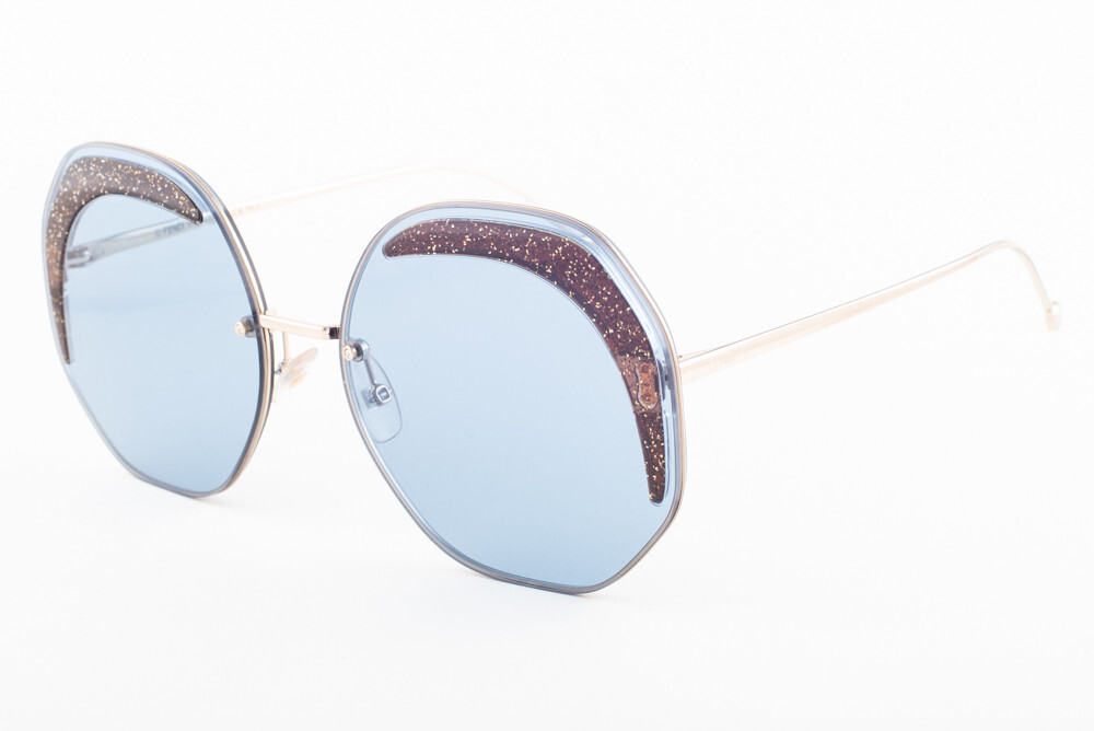 FENDI 358 MVU Gold / Blue Sunglasses FF 0358 MVU 63mm | eBay