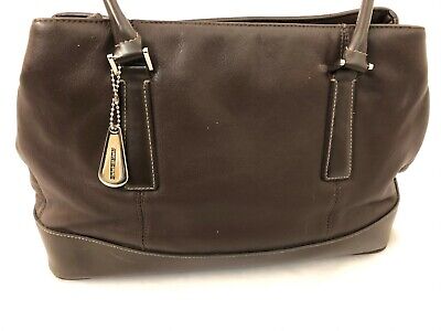 Brown 9X11&quot; Leather AURIELLE Handbag Purse w 40&quot; Adjustable Handle | eBay