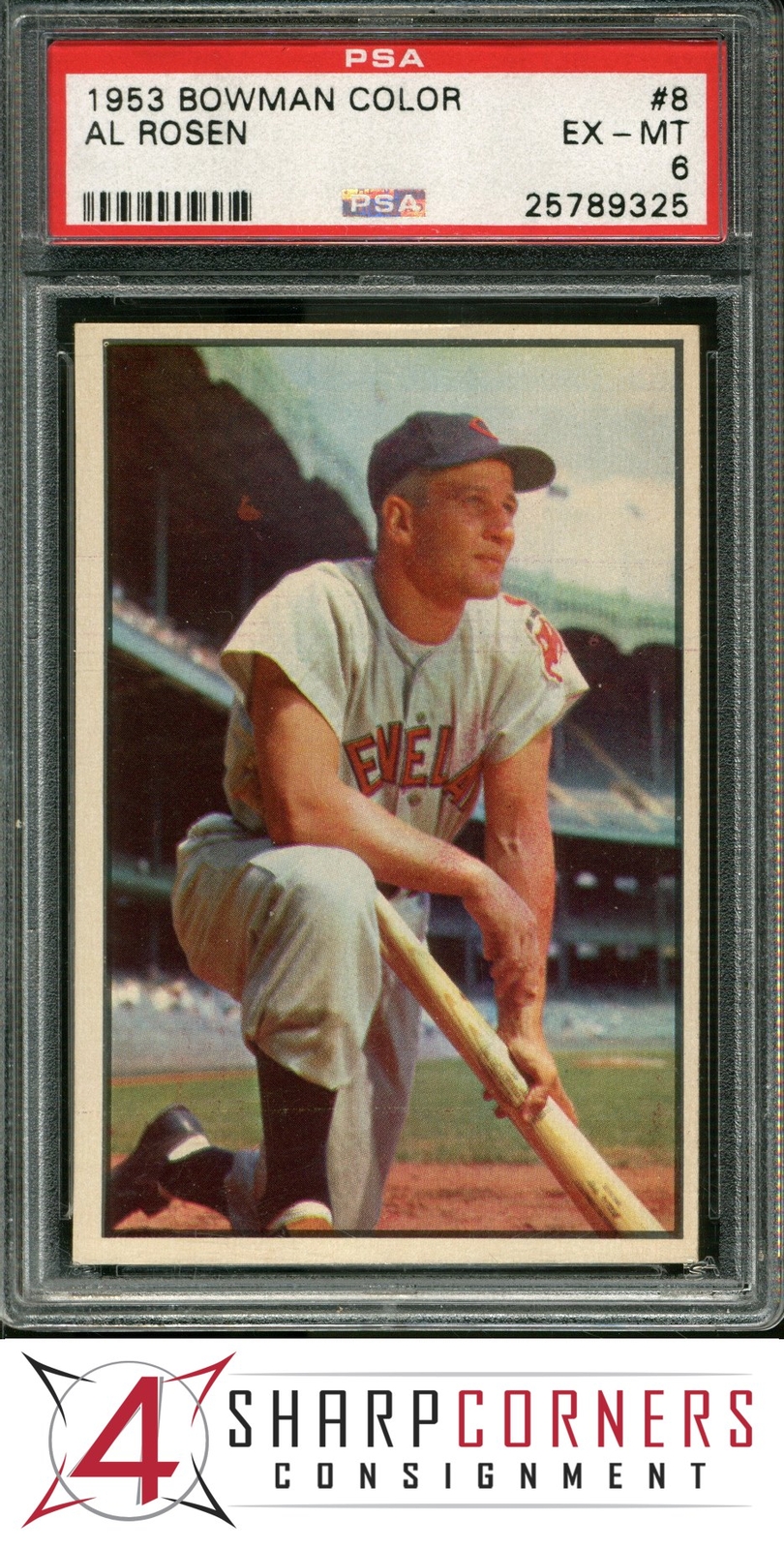 1953 BOWMAN COLOR #8 AL ROSEN INDIANS PSA 6