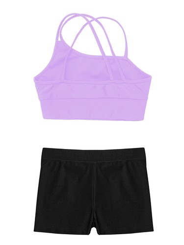 Kid Girl 2 Pieces Athletic Dance Outfits Sport Tank Top and Shorts Set Swimsuit - Picture 97 of 158