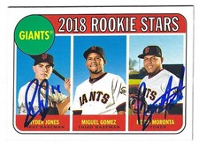 RYDER JONES REYES MORONTA SAN FRANCISCO GIANTS SIGNED 2018 TOPPS HERITAGE CARD