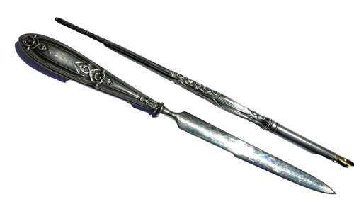 c. 1900 - 1910 Austrian .950 Silver Pen & Letter Knife in the Original Box - Picture 4 of 13