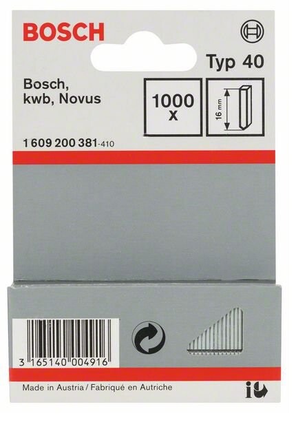 Groppini Tipo 40 16mm Bosch Per Graffatrici Bosch Kwb e Novus art. 1609200381 PZ