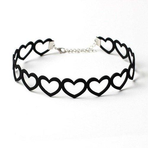 Suede Fashion Loveheart Choker Necklace - Picture 4 of 7