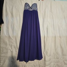Blue Chiffon Rhinestone Sequin Bodice Junior's Prom Dress Size 5, Sequin Hearts