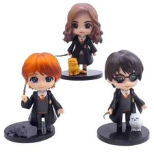 HARRY POTTER CAKE TOPPER COMPLEANNO SET 3 PZ FIGURE GIOCATTOLO DECORAZIONE 3-4" Alto