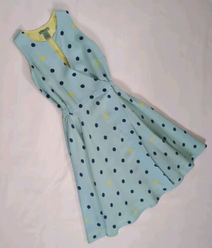 Anthropologie Maple Across The Land Wrap Dress Blue Polka Dot Size 0 * Twee