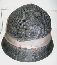 Vintage Elbas child's blue straw hat floral trim