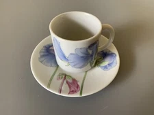 Sweet Pea Porcelain Demi Tasse Expresso Cup and Saucer set Voila Toscany Coll