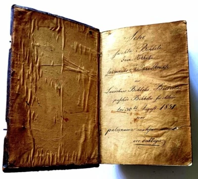 1851 Bible in Latvian Old and New Testament Apocrypha Church LATVIA wood leather - Bild 1 von 4
