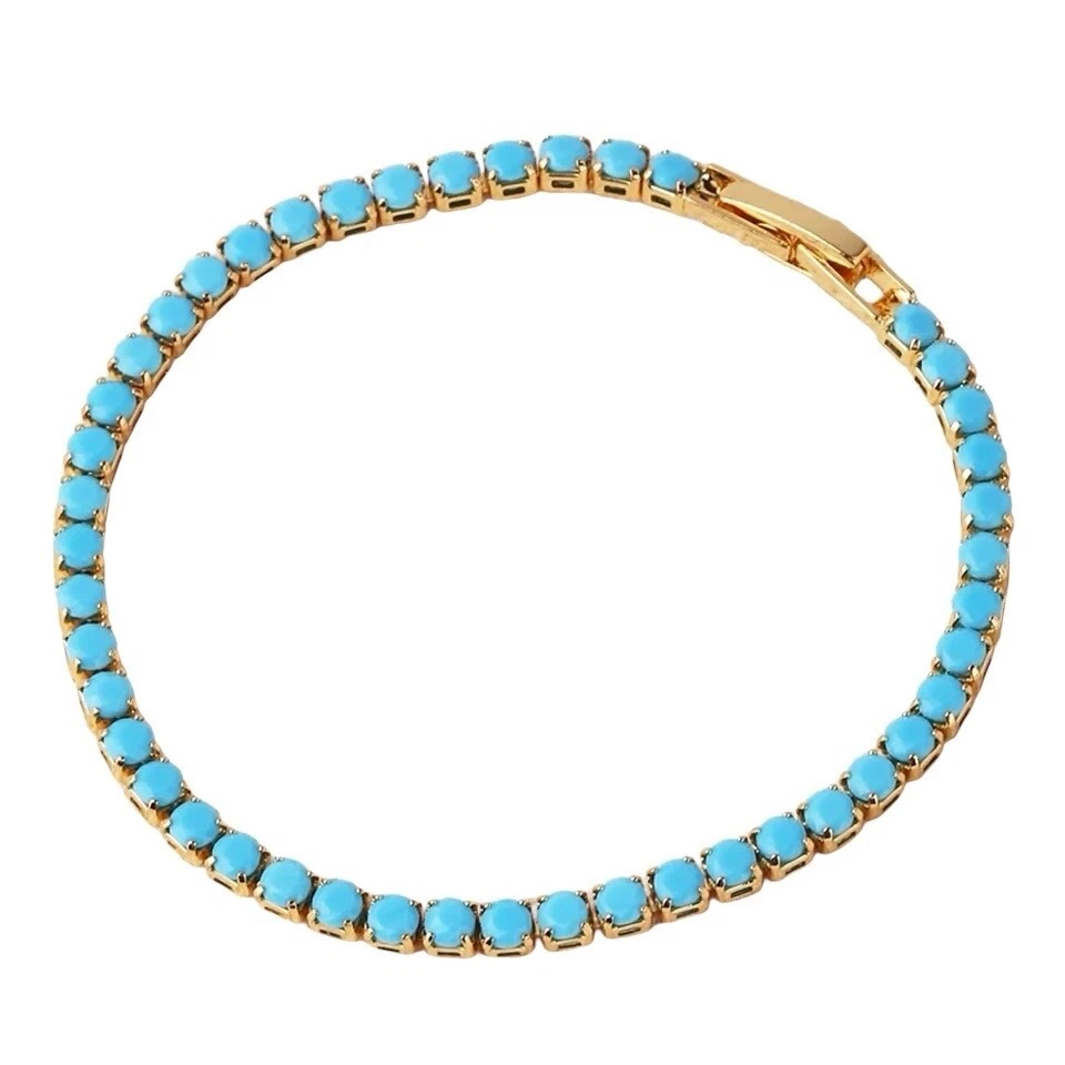 ZARD Turquoise Tennis Bracelet in 18K Gold Plate - Image 2 of 4