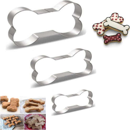 Stainless Steel Metal Dog Bone Shape Cookie Cutter Set, Puppy Crafts Biscuit Mol - Picture 2 of 12