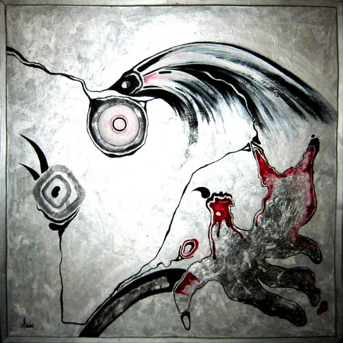 contemporary art painting abstract surrealism modernism minimalism black & white - Picture 4 of 12