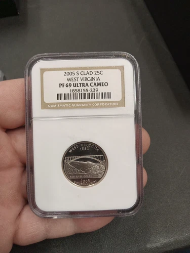 2005 S NGC PR69 Ultra Cameo Clad West Virginia 25c State Quarter 2005-S PF-69