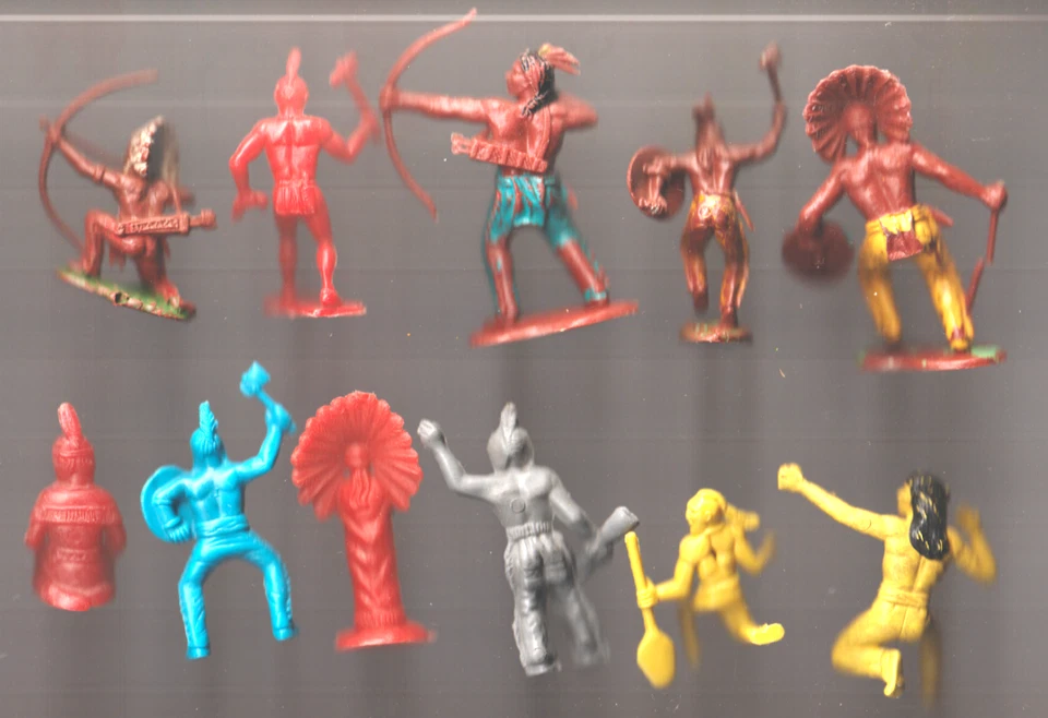 11 SOLDADOS INDIOS AMERICANOS DE PLÁSTICO BLANDO MUY RAROS por TIM MEE, CRESCENT TOYS, MPC, Foto 2 de 2