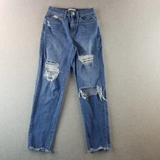 So Jeans Women's Sz 3/26 High Rise Mom Med Wash Indie Distressed Normcore Cute